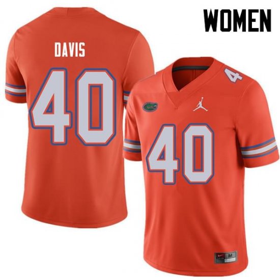 Women's Florida Gators #40 Jarrad Davis NCAA Jordan Brand Orange Authentic Stitched College Football Jersey PGJ0762YP